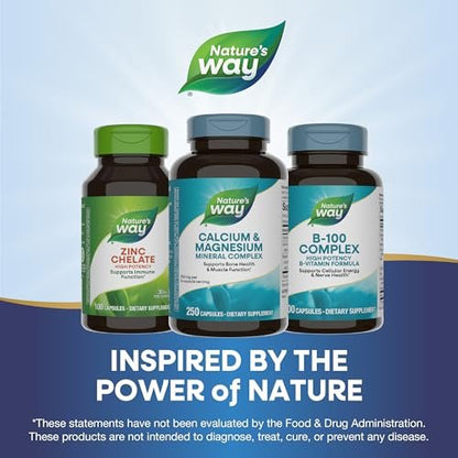 Nature's Way Calcium & Magnesium Mineral Complex – 250 Kapseln zur Unterstützung der Knochengesundheit und Muskelfunktion