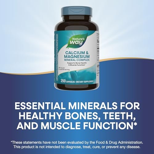 Nature's Way Calcium & Magnesium Mineral Complex – 250 Kapseln zur Unterstützung der Knochengesundheit und Muskelfunktion