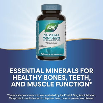 Nature's Way Calcium & Magnesium Mineral Complex – 250 Kapseln zur Unterstützung der Knochengesundheit und Muskelfunktion