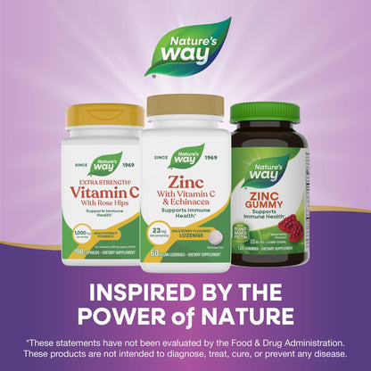 Nature's Way Zink-Lutschtabletten mit Vitamin C & Echinacea – Immununterstützung für Männer und Frauen, 60 Lutschtabletten mit Wildbeerengeschmack