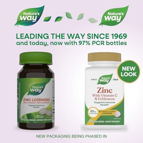 Nature's Way Zink-Lutschtabletten mit Vitamin C & Echinacea – Immununterstützung für Männer und Frauen, 60 Lutschtabletten mit Wildbeerengeschmack