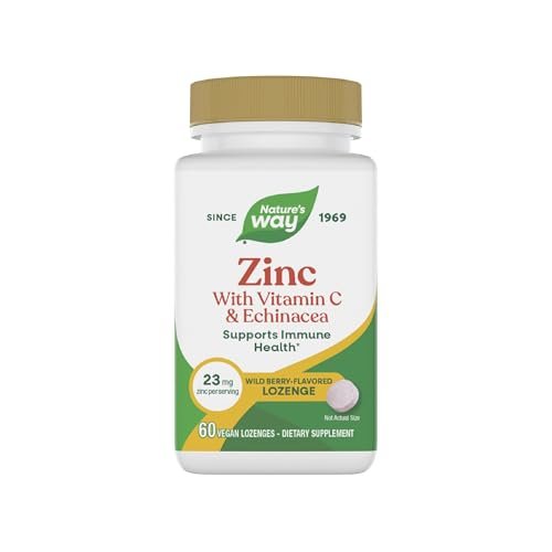 Nature's Way Zink-Lutschtabletten mit Vitamin C & Echinacea – Immununterstützung für Männer und Frauen, 60 Lutschtabletten mit Wildbeerengeschmack