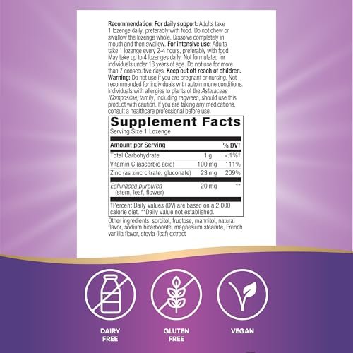 Nature's Way Zink-Lutschtabletten mit Vitamin C & Echinacea – Immununterstützung für Männer und Frauen, 60 Lutschtabletten mit Wildbeerengeschmack