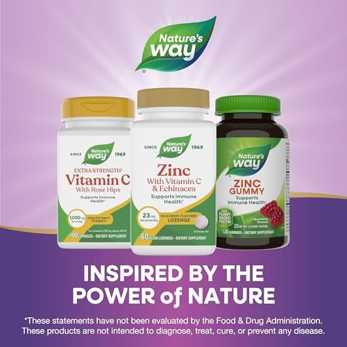 Nature's Way Zink-Lutschtabletten mit Vitamin C & Echinacea – Immununterstützung für Männer und Frauen, 60 Lutschtabletten mit Wildbeerengeschmack