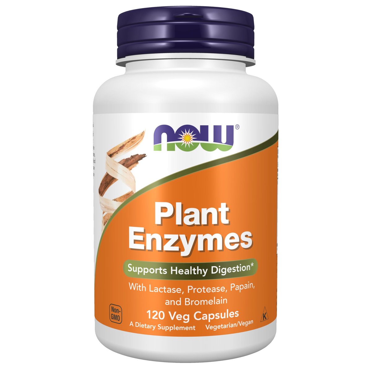 NOW Foods Pflanzliche Enzyme mit Laktase, Protease, Papain und Bromelain – 120 vegane Kapseln
