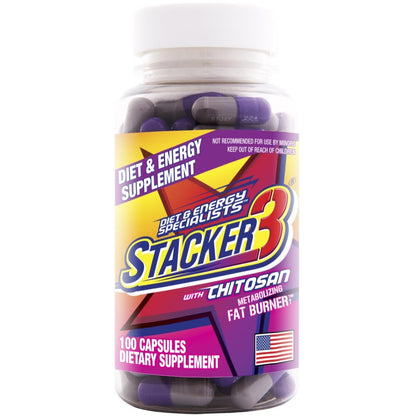 Stacker 3 Stoffwechsel-Booster Fettverbrenner mit Chitosan, Kapseln, 100 Stück Flasche