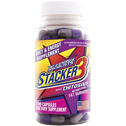 Stacker 3 Stoffwechsel-Booster Fettverbrenner mit Chitosan, Kapseln, 100 Stück Flasche