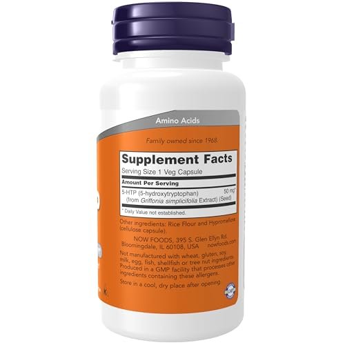 NOW Foods 5-HTP 50 mg, 90 vegane Kapseln – Unterstützung für das Nervensystem*