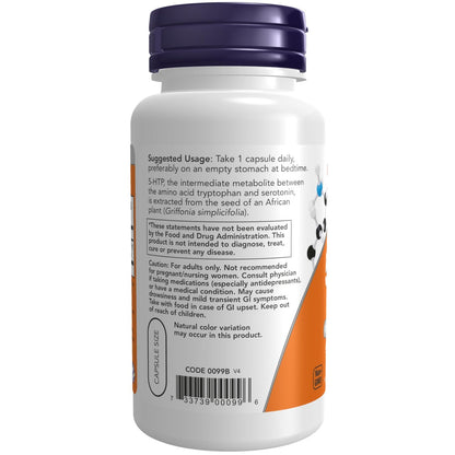 NOW Foods 5-HTP 50 mg, 90 vegane Kapseln – Unterstützung für das Nervensystem*