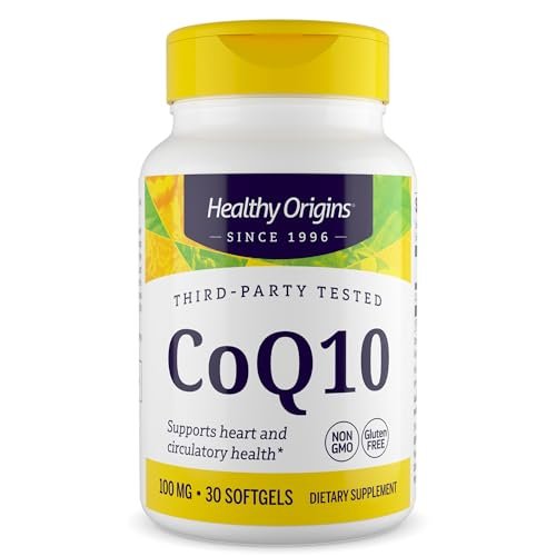 Healthy Origins CoQ10 100 mg, 30 Softgels – Natürliches Trans-Isomer Ubichinon, Hefefermentiert, Hohe Bioverfügbarkeit, Coenzym Q10 für Herzgesundheit & Zellenergie – Antioxidans Nahrungsergänzungsmittel