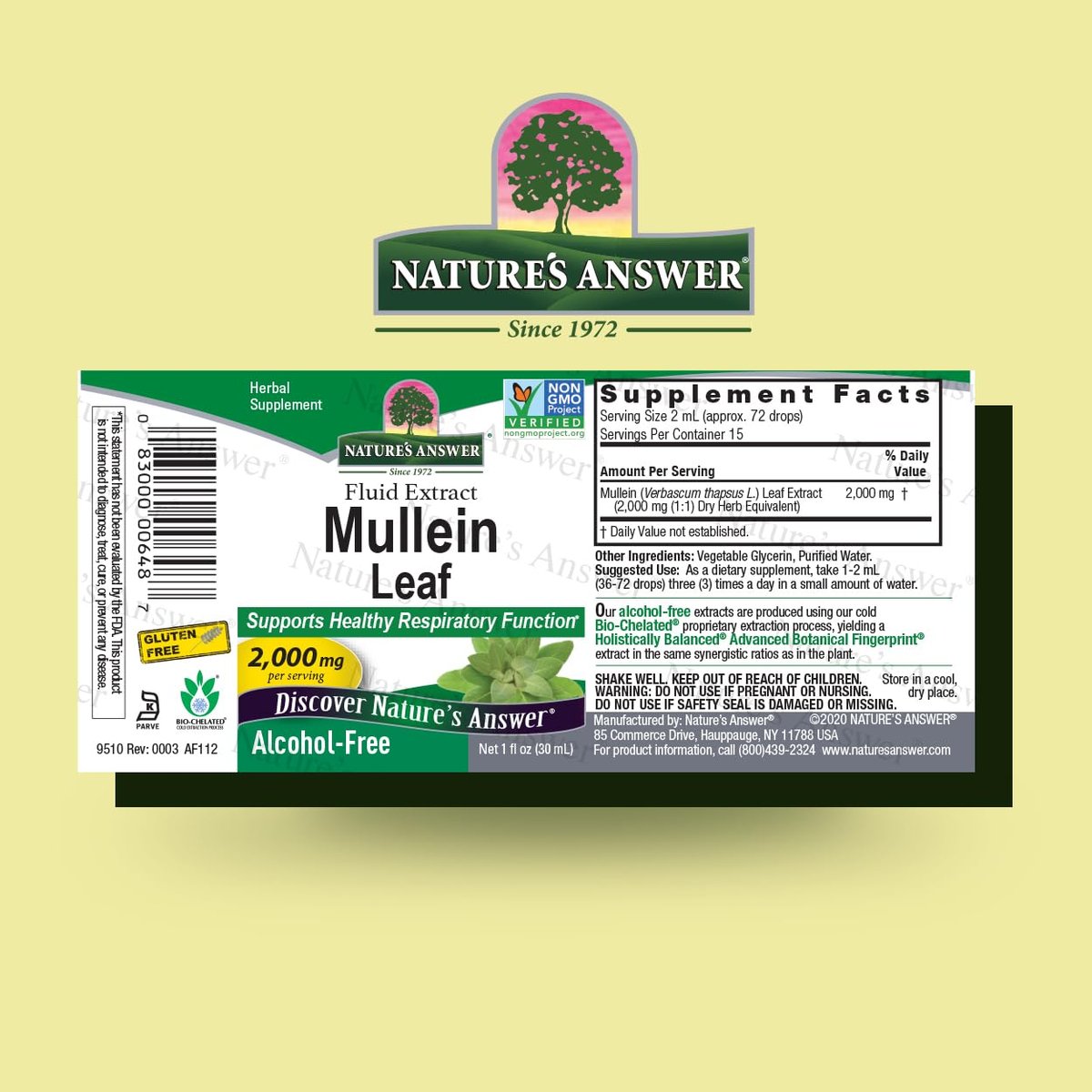 Nature's Answer Mulleinblatt-Extrakt – Alkoholfrei, Nicht GVO, Hergestellt in den USA – Unterstützt die Atemfunktion und fördert gesunde Lungen – 30 ml