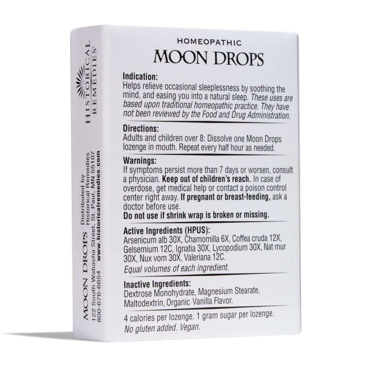 Historische Heilmittel Moon Drops Einschlafhilfe Lutschtabletten (1 Pack) | Homöopathisches Vanillegeschmack Nahrungsergänzungsmittel, Nicht gewohnheitsbildend, Vegan, Glutenfrei, Schlafunterstützung mit Coffea Cruda 12X