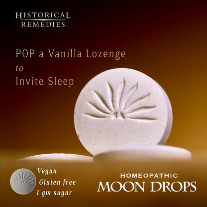 Historische Heilmittel Moon Drops Einschlafhilfe Lutschtabletten (1 Pack) | Homöopathisches Vanillegeschmack Nahrungsergänzungsmittel, Nicht gewohnheitsbildend, Vegan, Glutenfrei, Schlafunterstützung mit Coffea Cruda 12X