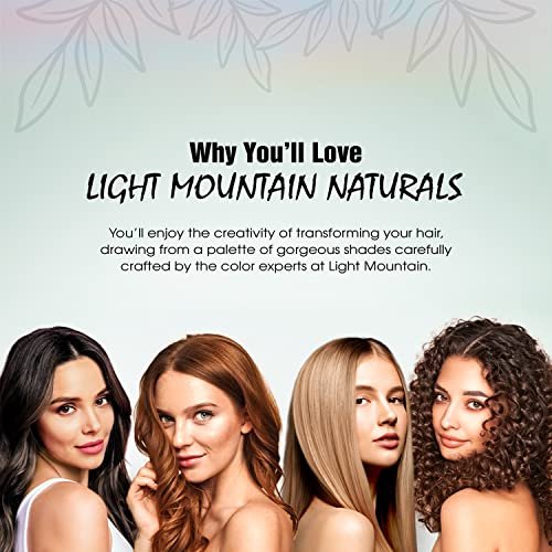 Light Mountain Henna Haarfarbe & Conditioner – Rote Haarfarbe, Bio Hennablattpulver und Botanicals, Chemiefrei, Semi-permanente Haarfarbe + 4 Haarklammern