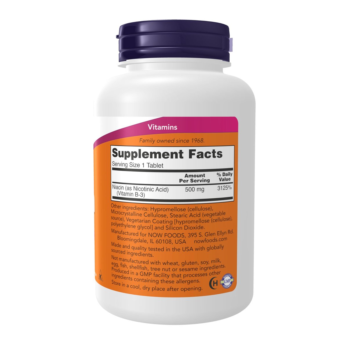 NOW Foods Niacin (Vitamin B-3) 500 mg, Zeitversetzte Freisetzung, 250 Tabletten