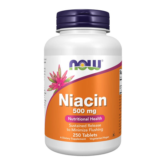 NOW Foods Niacin (Vitamin B-3) 500 mg, Zeitversetzte Freisetzung, 250 Tabletten