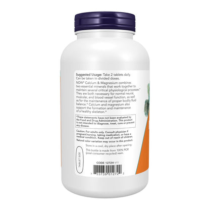 NOW Foods Calcium & Magnesium 2:1 Verhältnis, Hochdosiert, Unterstützt die Knochengesundheit*, 250 Tabletten