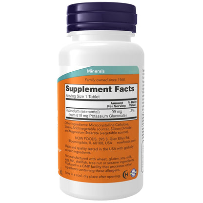 NOW Foods Kaliumgluconat 99 mg, Leichter zu Schlucken, Essentielles Mineral, 100 Tabletten