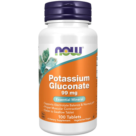 NOW Foods Kaliumgluconat 99 mg, Leichter zu Schlucken, Essentielles Mineral, 100 Tabletten