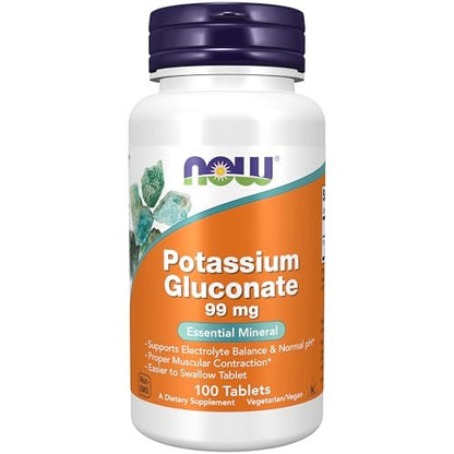 NOW Foods Kaliumgluconat 99 mg, Leichter zu Schlucken, Essentielles Mineral, 100 Tabletten
