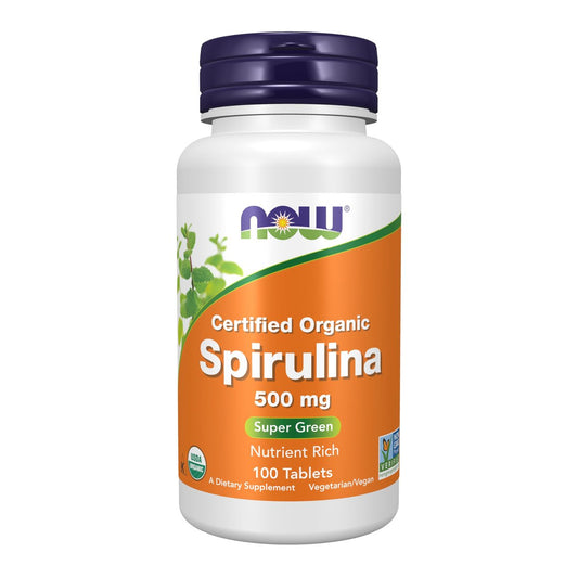 NOW Foods Bio Spirulina 500 mg – 100 Tabletten mit Vitaminen, Mineralien und GLA