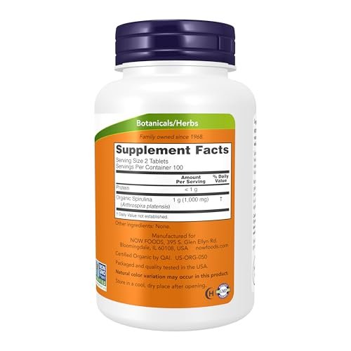 NOW Foods Bio Spirulina 500 mg – 200 Tabletten mit Vitaminen, Mineralien und GLA