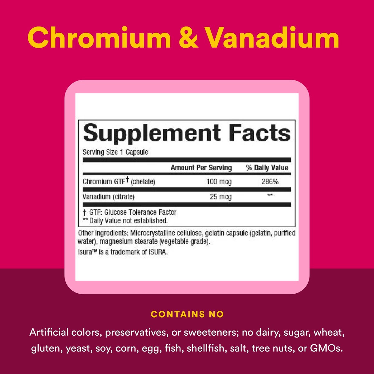Natural Factors Chrom & Vanadium 125 mcg – 90 Kapseln für einen gesunden Stoffwechsel