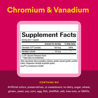Natural Factors Chrom & Vanadium 125 mcg – 90 Kapseln für einen gesunden Stoffwechsel