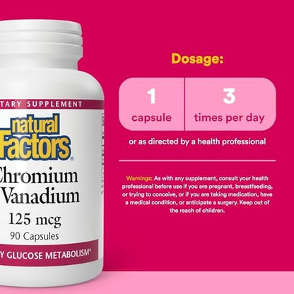 Natural Factors Chrom & Vanadium 125 mcg – 90 Kapseln für einen gesunden Stoffwechsel