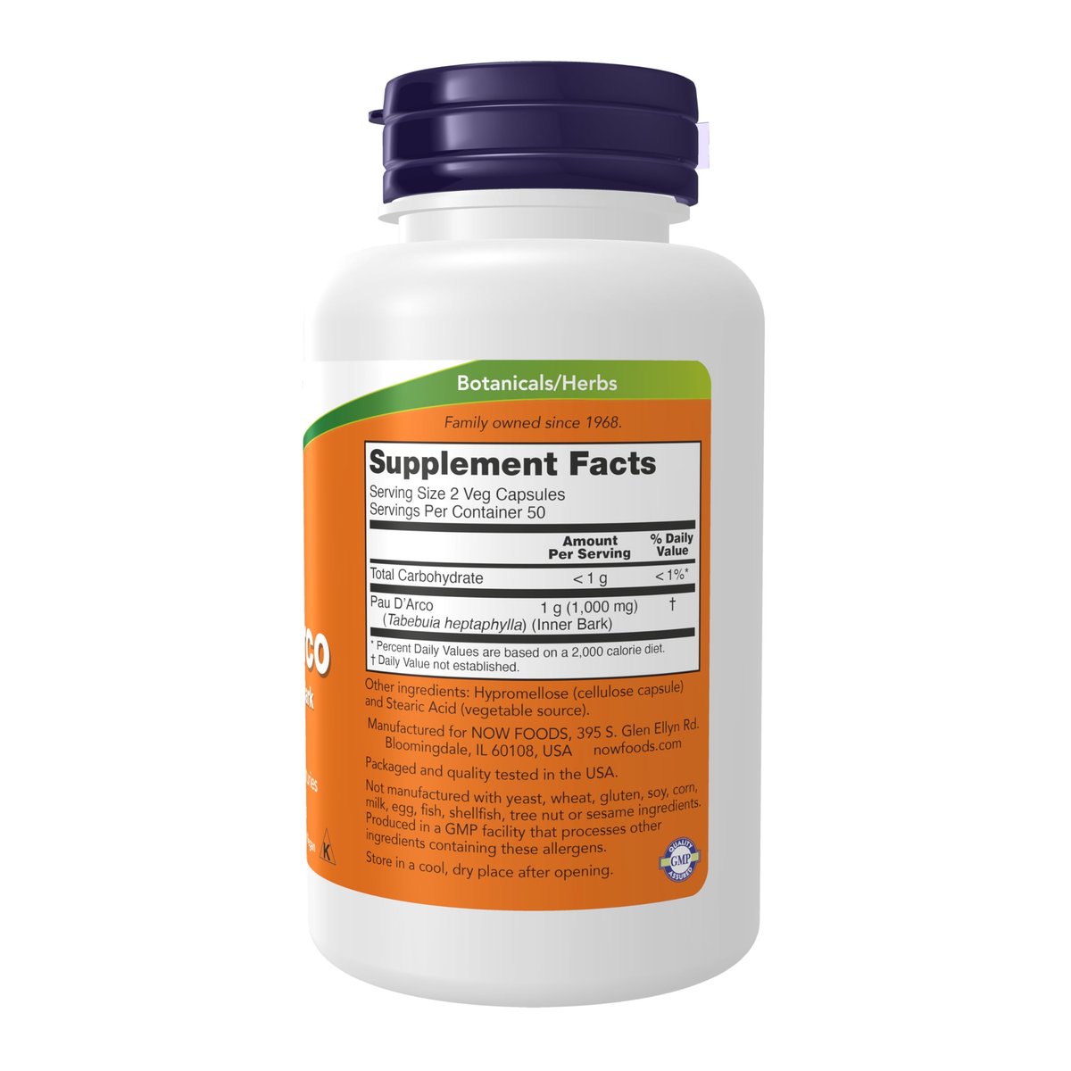 NOW Foods Pau D'Arco (Tabebuia heptaphylla) 500 mg - 100 Kapseln, Kräuterunterstützung