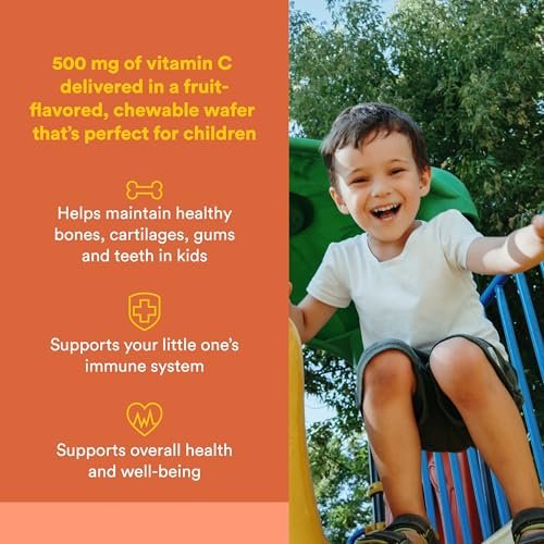 Natural Factors, Kinder Kautabletten Vitamin C 500 mg, Unterstützt Immunsystem, Knochen, Zähne und Zahnfleisch, Orangen-Geschmack, 180 Stück (1er-Pack)