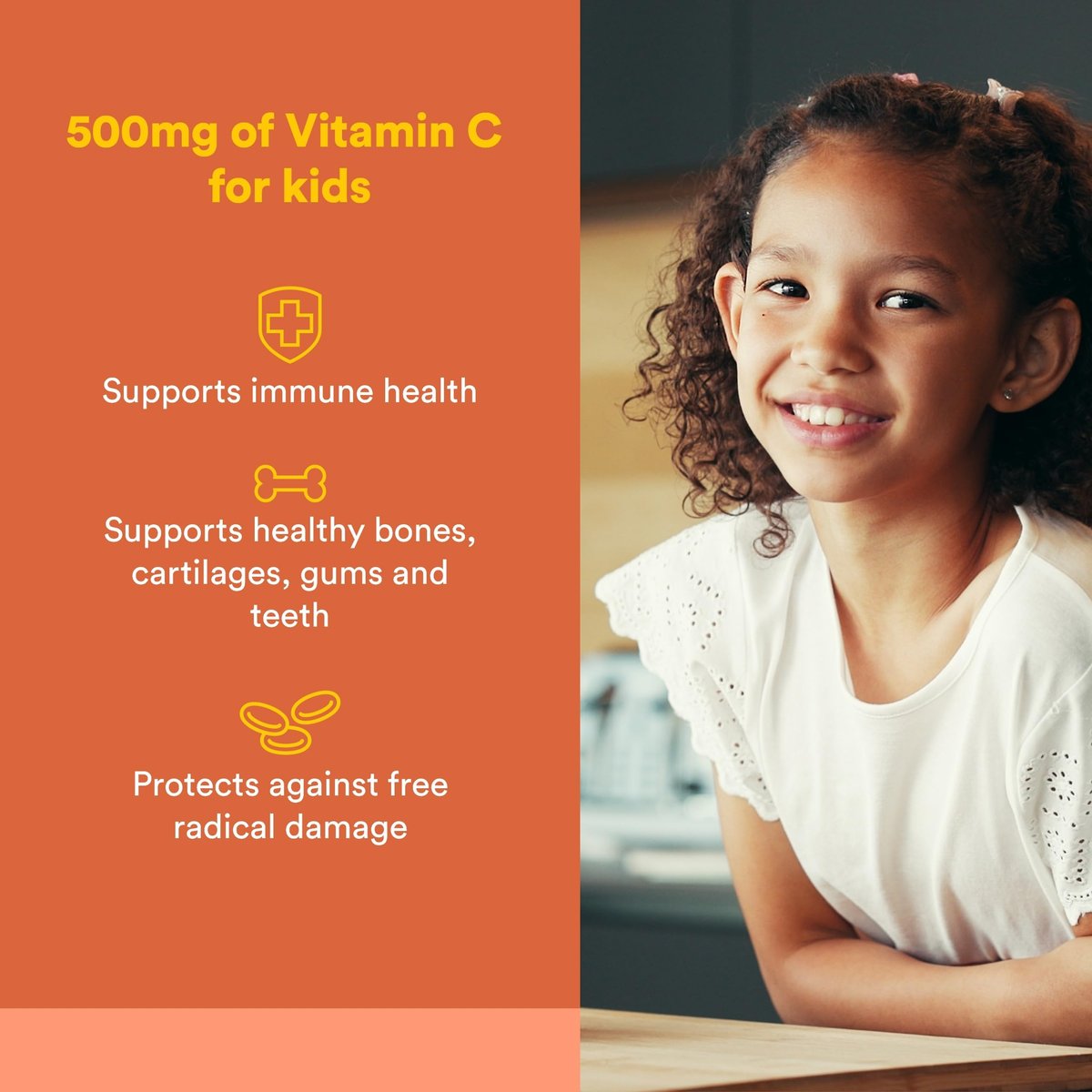 Natural Factors Kinder Kaubare Vitamin C 500 mg – Immunsystem, Knochen, Zähne & Zahnfleisch – Pfirsich, Passionsfrucht & Mango – 90 Waffeln