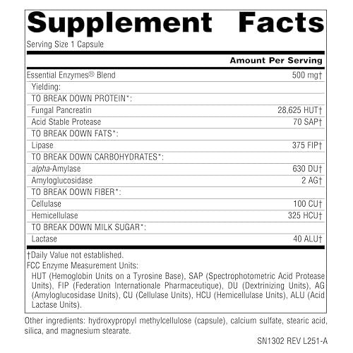 Source Naturals Essential Enzymes 500mg – Bio-Aligned Mehrfach-Enzym-Komplex für die Verdauung, gegen Blähungen und Verstopfung – 120 vegane Kapseln