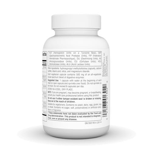 Source Naturals Essential Enzymes 500mg – Bio-Aligned Mehrfach-Enzym-Komplex für die Verdauung, gegen Blähungen und Verstopfung – 120 vegane Kapseln