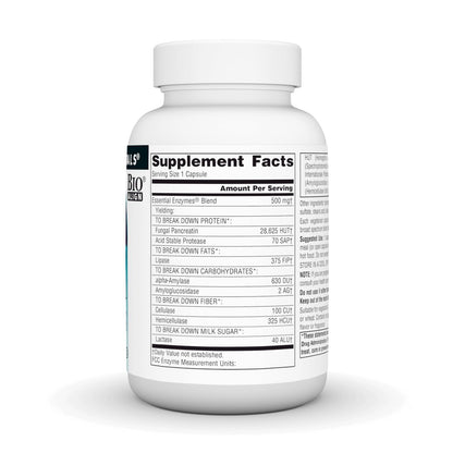 Source Naturals Essential Enzymes 500mg – Bio-Aligned Mehrfach-Enzym-Komplex für die Verdauung, gegen Blähungen und Verstopfung – 120 vegane Kapseln