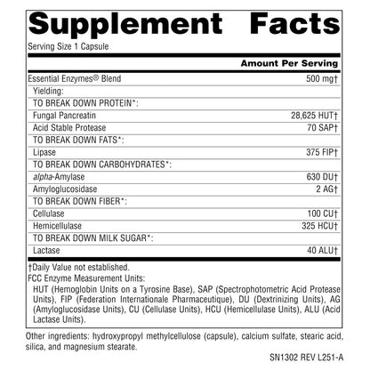 Source Naturals Essential Enzymes 500mg – Bio-Aligned Mehrfach-Enzym-Komplex für die Verdauung, gegen Blähungen und Verstopfung – 120 vegane Kapseln