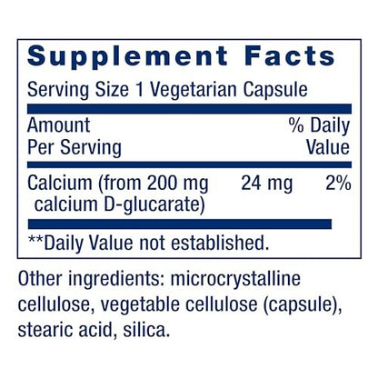 Life Extension Calcium D-Glucarate 200 mg – 60 Kapseln – Unterstützt die Entgiftung und hilft, unerwünschte Verbindungen auszuspülen – Glutenfrei, Nicht-GVO, Vegetarisch