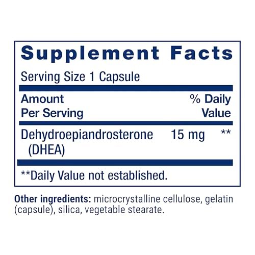 Life Extension DHEA 15 mg – Hormonhaushalt-Supplement zur Unterstützung von Gedächtnis, Muskelmasse, Knochendichte und gesundem Sexualtrieb – glutenfrei, nicht gentechnisch verändert – 100 Kapseln