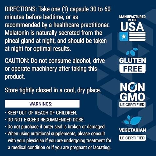 Life Extension Melatonin 3 mg – 60 Kapseln für optimalen Schlaf und gesunden circadianen Rhythmus, glutenfrei, nicht-GVO, vegetarisch