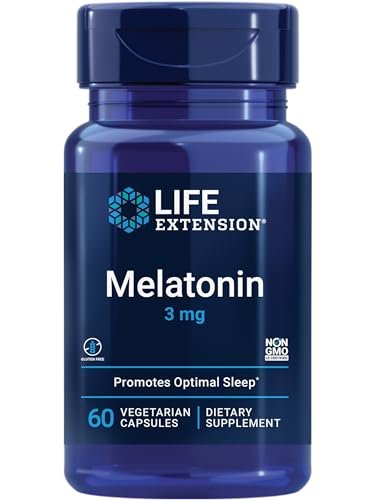 Life Extension Melatonin 3 mg – 60 Kapseln für optimalen Schlaf und gesunden circadianen Rhythmus, glutenfrei, nicht-GVO, vegetarisch