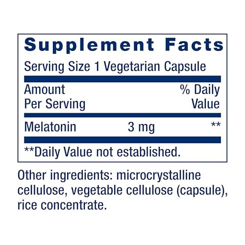 Life Extension Melatonin 3 mg – 60 Kapseln für optimalen Schlaf und gesunden circadianen Rhythmus, glutenfrei, nicht-GVO, vegetarisch