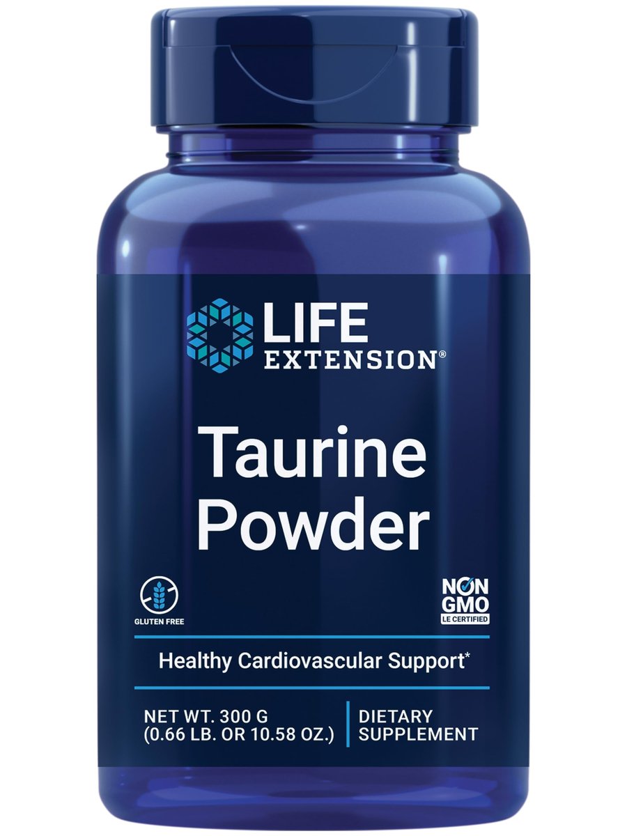 Life Extension Taurin Pulver – Unterstützt Herz-Kreislauf-Gesundheit, Gehirnfunktion, gesundes Altern und Muskelregeneration – Glutenfrei, Nicht-GVO, Vegetarisch – 300 Gramm