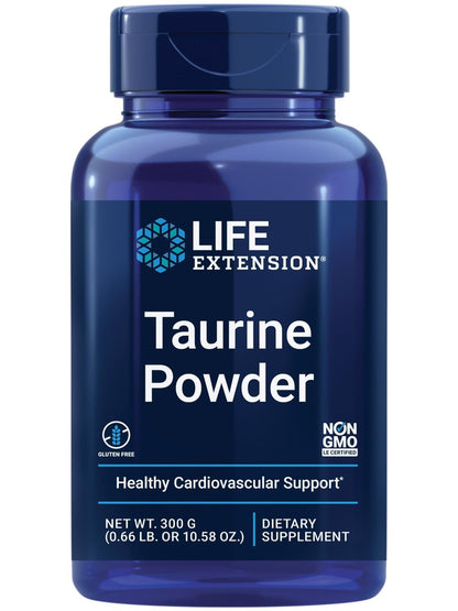 Life Extension Taurin Pulver – Unterstützt Herz-Kreislauf-Gesundheit, Gehirnfunktion, gesundes Altern und Muskelregeneration – Glutenfrei, Nicht-GVO, Vegetarisch – 300 Gramm