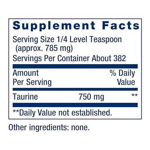 Life Extension Taurin Pulver – Unterstützt Herz-Kreislauf-Gesundheit, Gehirnfunktion, gesundes Altern und Muskelregeneration – Glutenfrei, Nicht-GVO, Vegetarisch – 300 Gramm