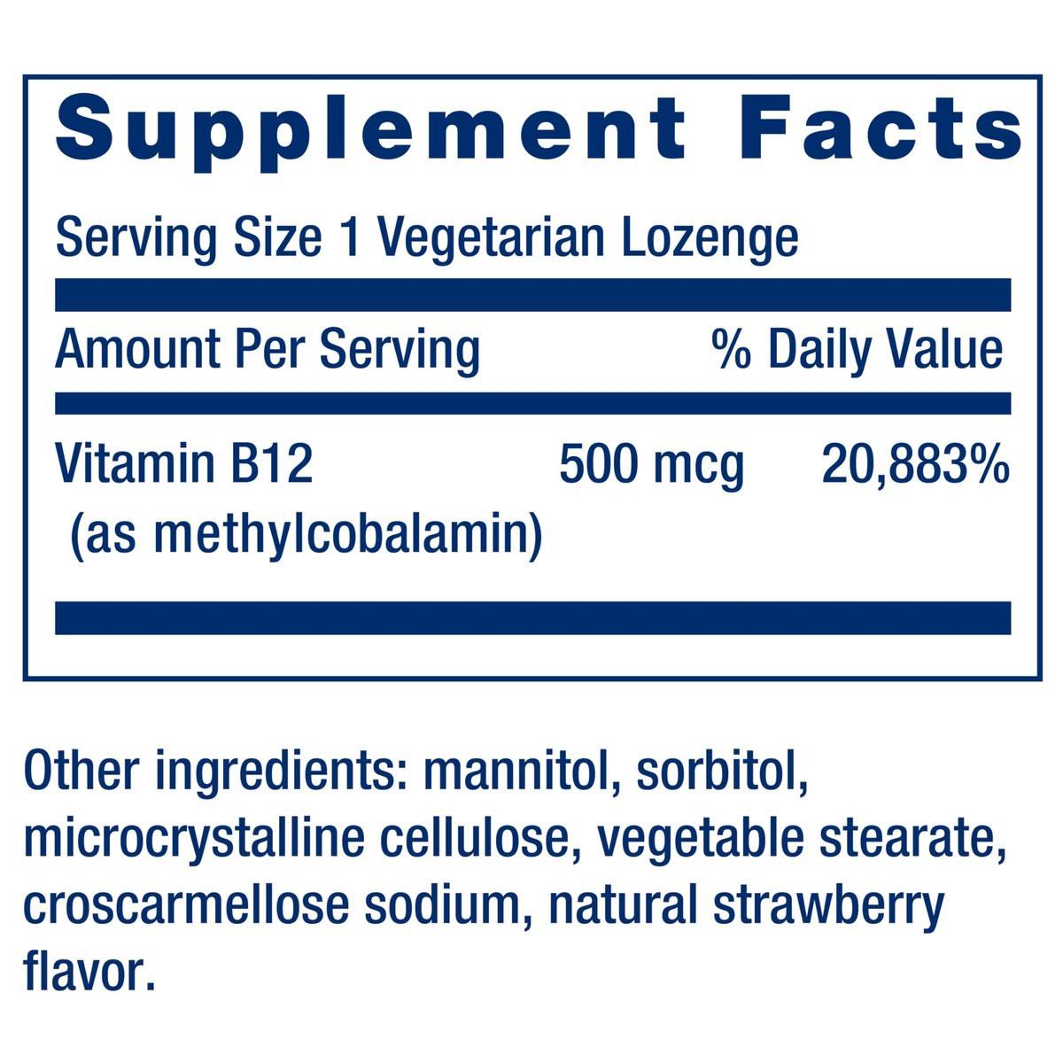 Life Extension Vitamin B12 Methylcobalamin 500mcg – Zuckerfreie Lutschtabletten für Energie & Gehirngesundheit – 100 Stück