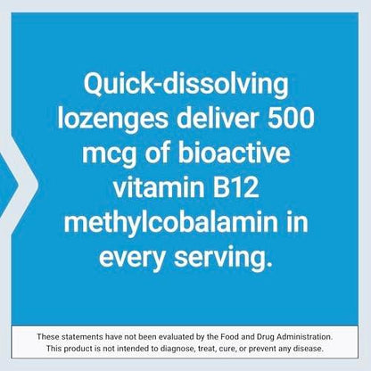 Life Extension Vitamin B12 Methylcobalamin 500mcg – Zuckerfreie Lutschtabletten für Energie & Gehirngesundheit – 100 Stück