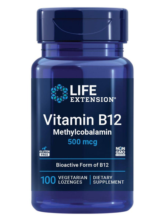 Life Extension Vitamin B12 Methylcobalamin 500mcg – Zuckerfreie Lutschtabletten für Energie & Gehirngesundheit – 100 Stück