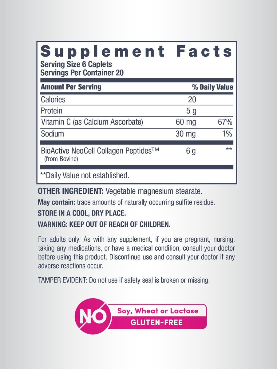 NeoCell Super Collagen mit Vitamin C – 120 Kapseln, Kollagen Typ 1 & 3 für Haut, Haare, Nägel & Gelenke, nicht-GVO, grasgefüttert, paleofreundlich, glutenfrei