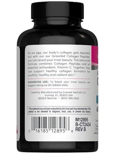 NeoCell Super Collagen mit Vitamin C – 120 Kapseln, Kollagen Typ 1 & 3 für Haut, Haare, Nägel & Gelenke, nicht-GVO, grasgefüttert, paleofreundlich, glutenfrei