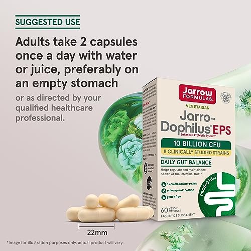 Jarrow Formulas Jarro Dophilus Probiotika 10 Milliarden KBE - Probiotikum für die Verdauungsgesundheit & Darmgesundheit für Frauen und Männer, 60 vegane Kapseln, bis zu 30 Tage, haltbar ohne Kühlung